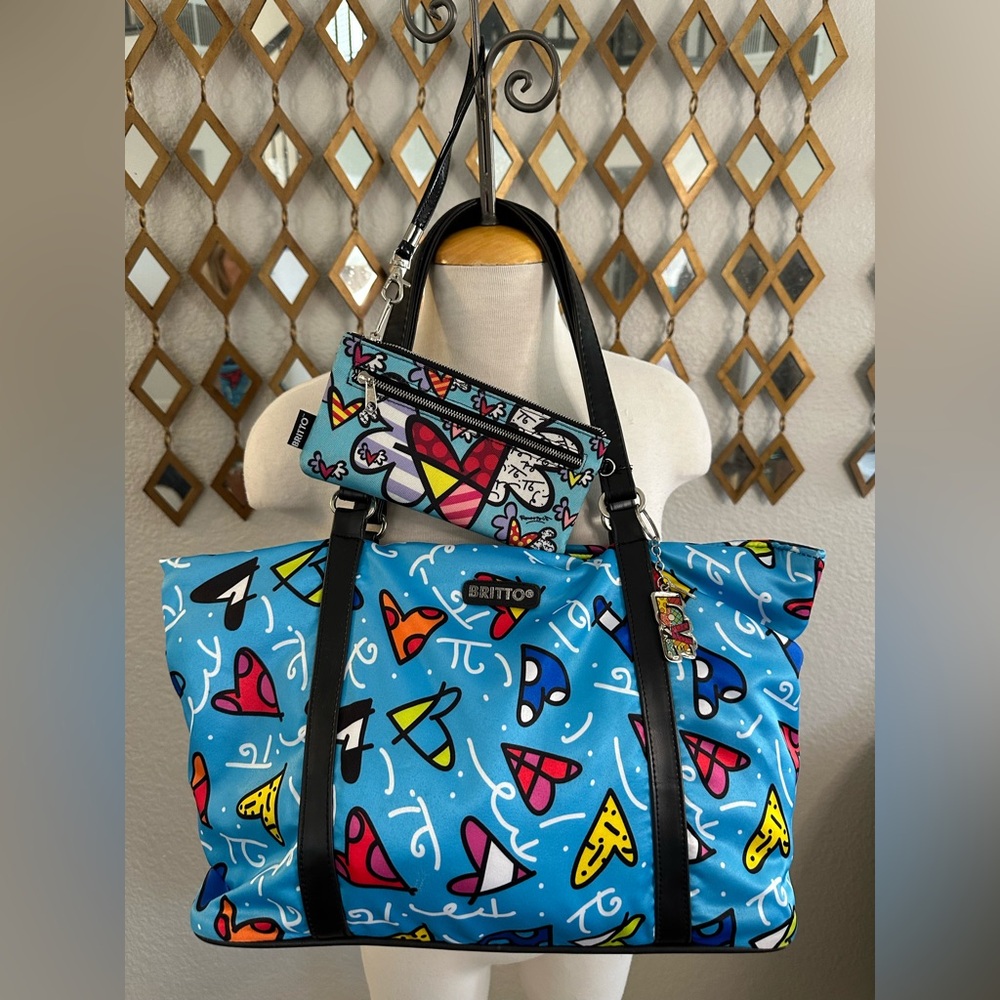Colorful Britto Tote And Wristlet Set